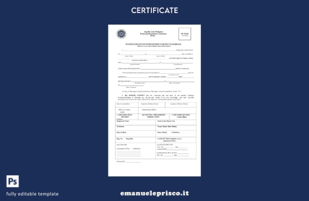 stile verificato Filippine Modello di certificato di modifica del nome della com